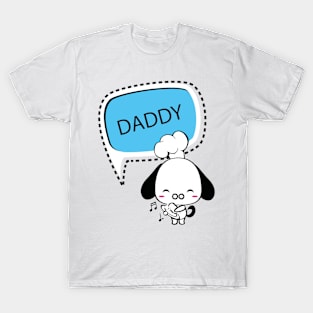 Happy Dog Cartoon with Daddy Speech Bubble T-Shirt